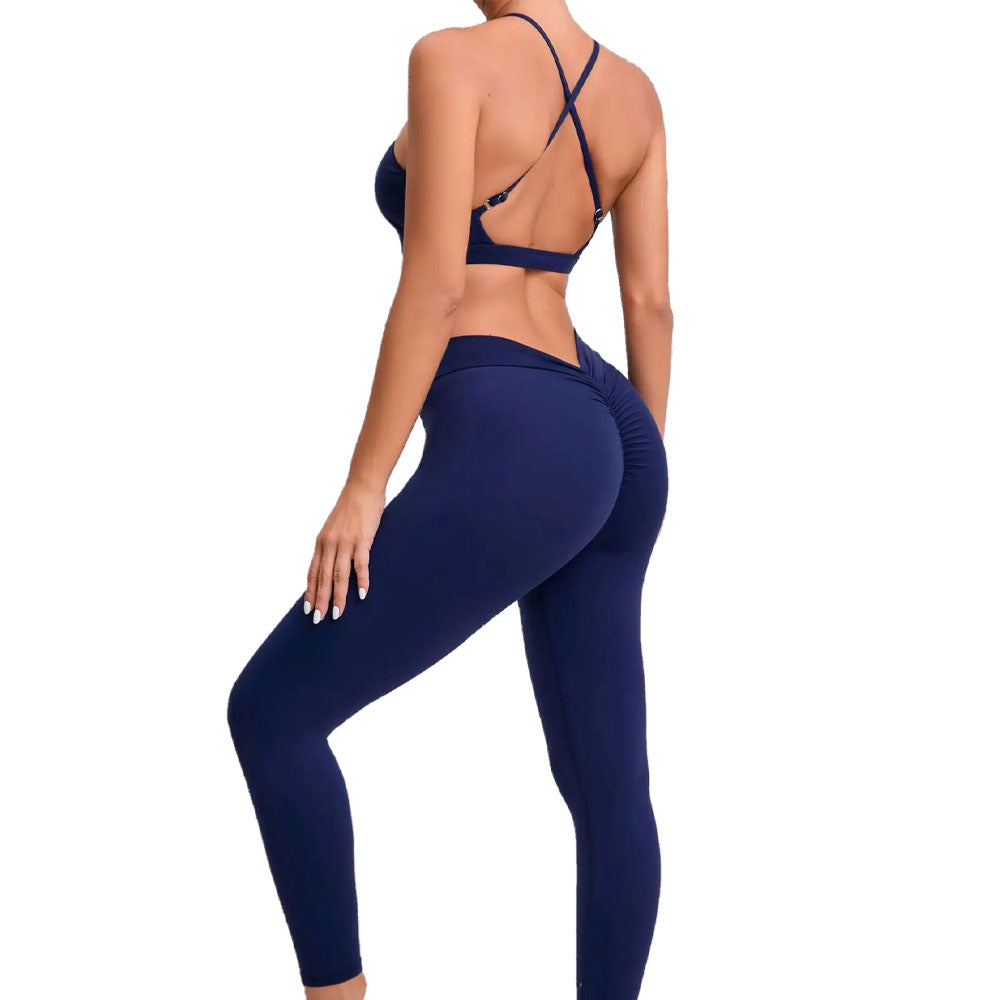Arianna Scrunch Leggings and Crop Top Navy Blue