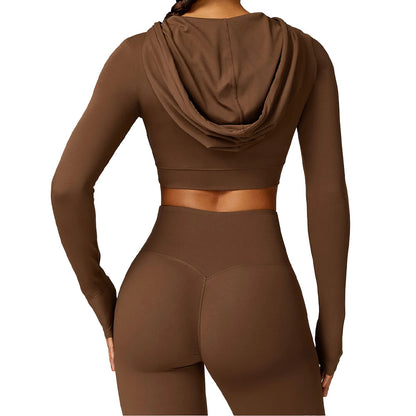 KALISI Long Sleeve Cropped Jumper with Leggings SET Coco Brown