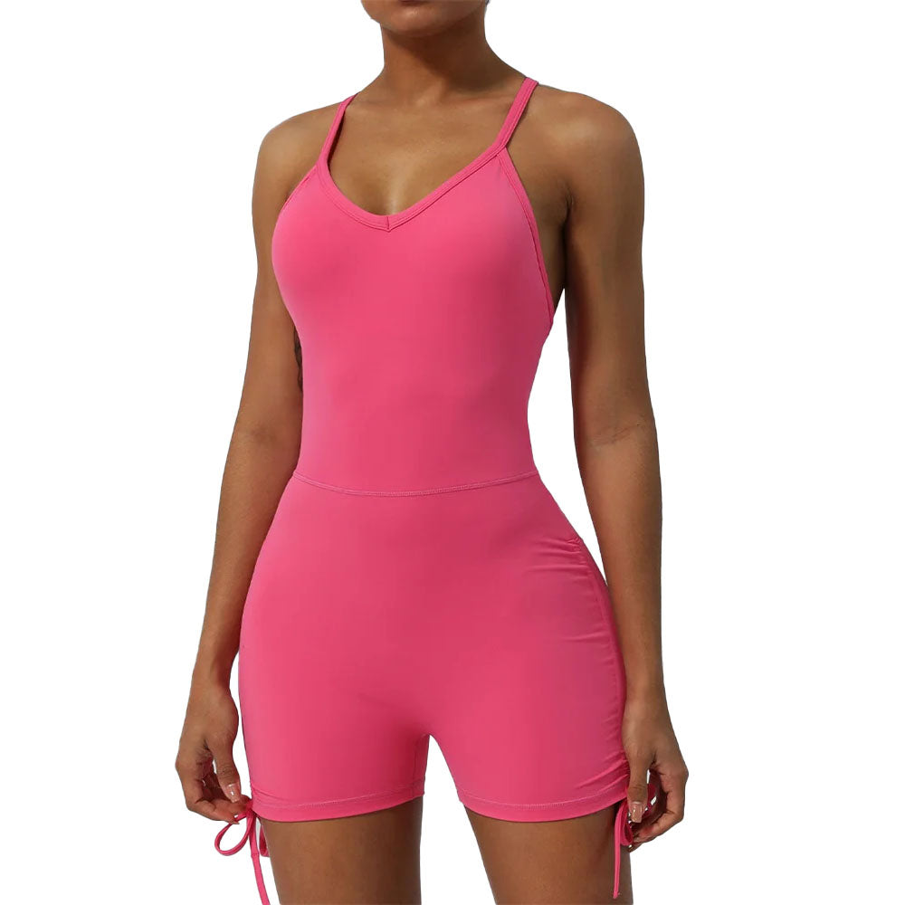 Baller Babe Tie up yoga bodysuit Shorts Pink