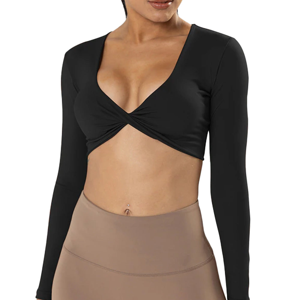 Malani Long Sleeve Crop Top Black