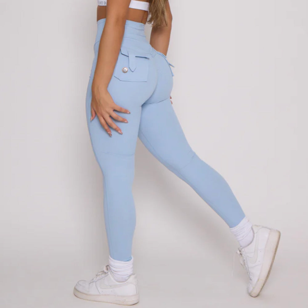 Women's Cargo Leggings with Pockets in blue  Activewear yoga Leggings –  Baller Babe Active Wear