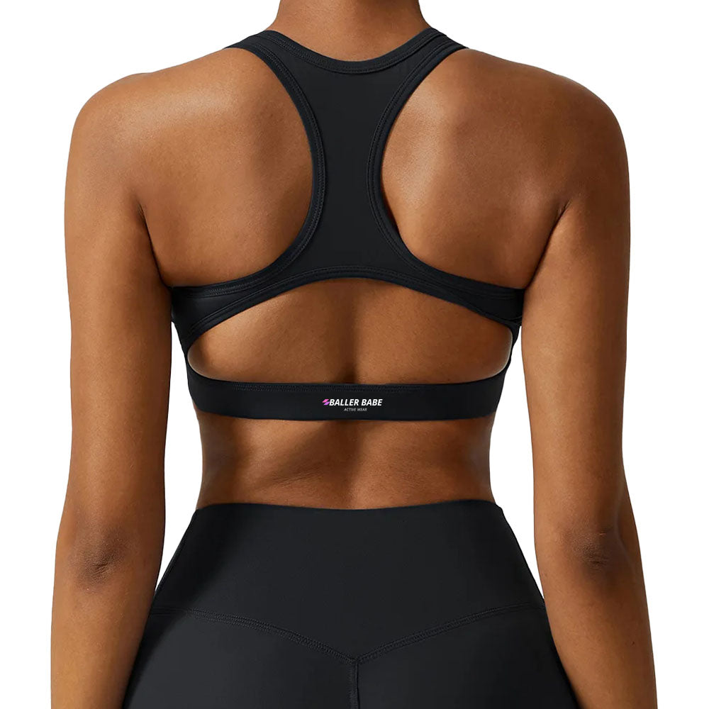 Cosmo black V Neck sports crop top