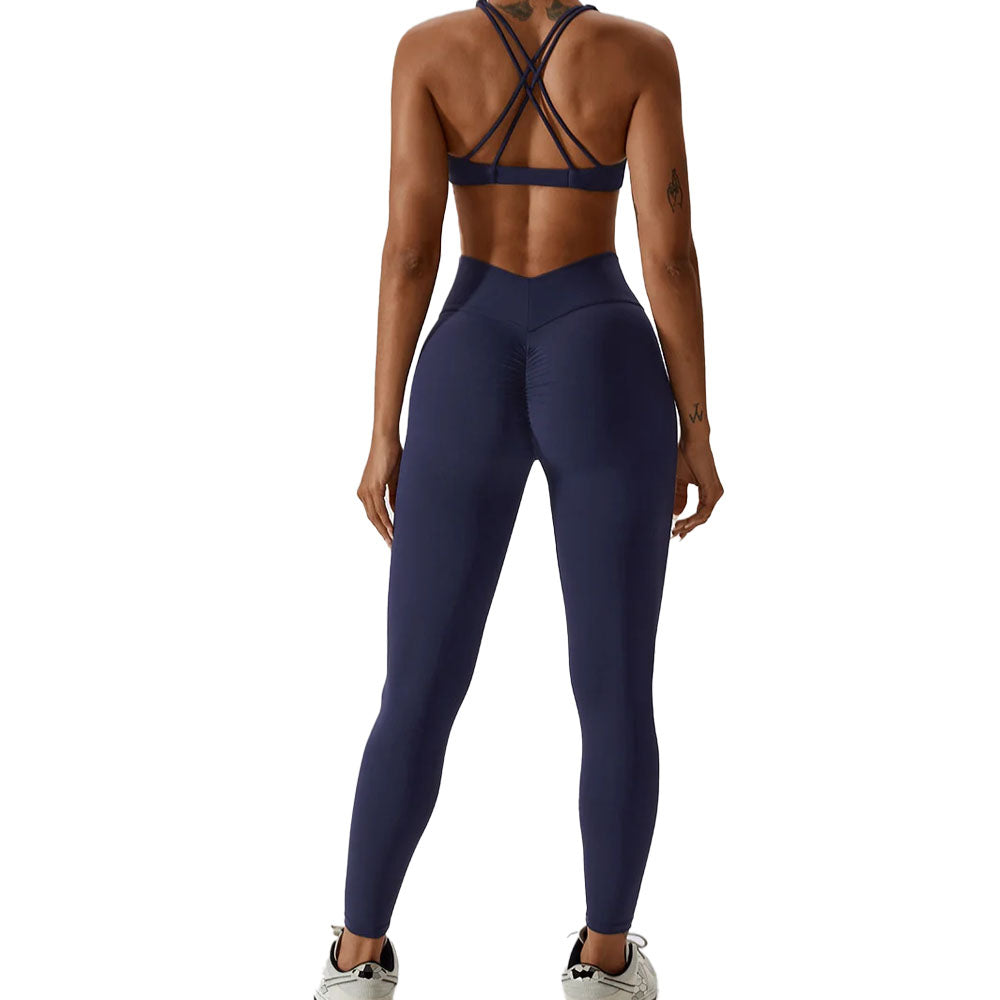 Elite Twist Crop Top Bra in Blue