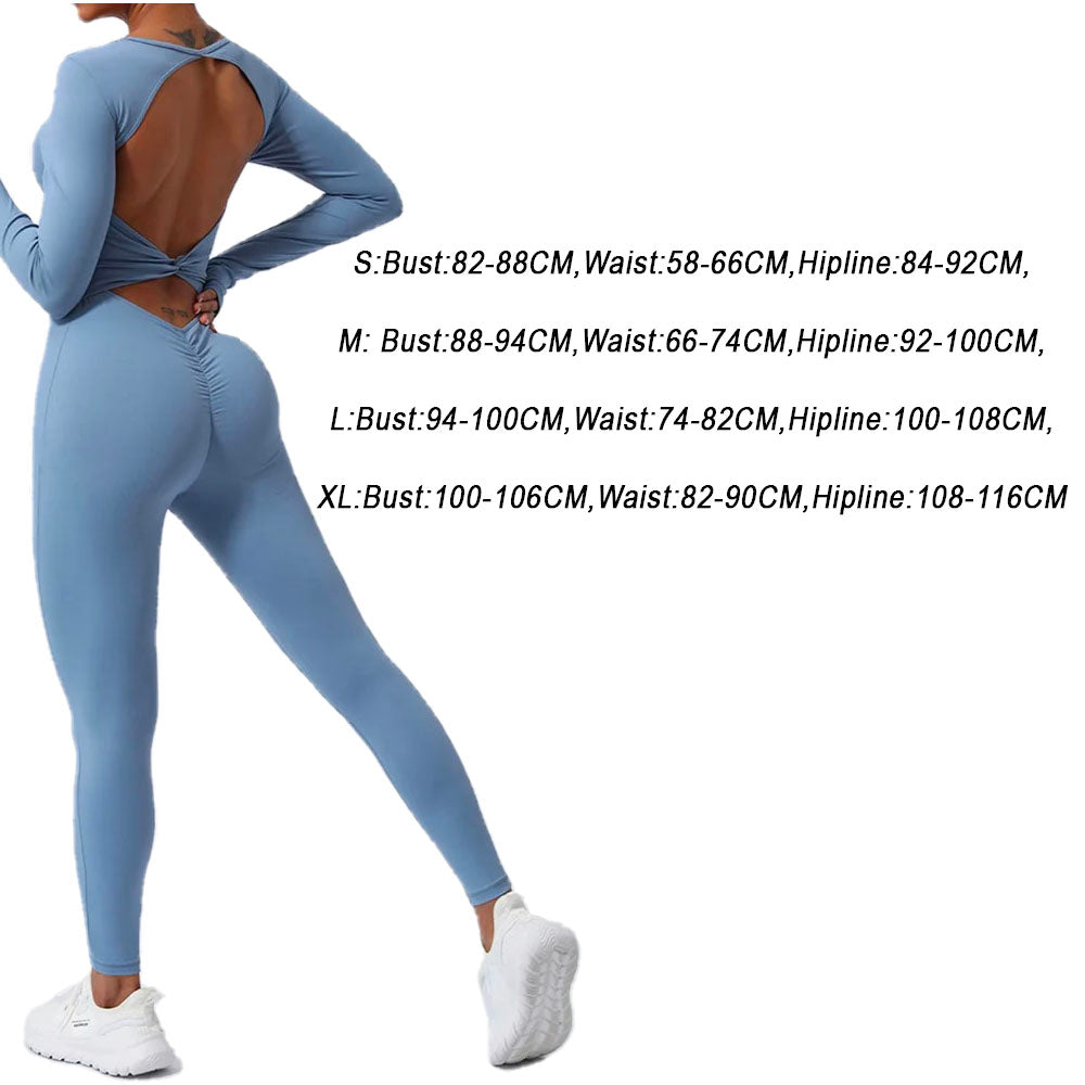 Jade Open Back Full Length Bodysuit Blue