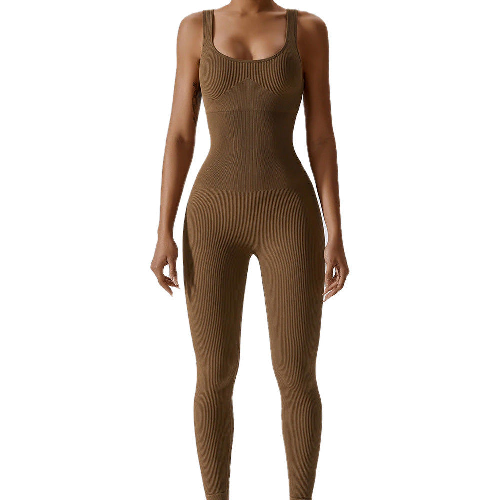 Baller Babe Seamless Bodysuit Ribbed in Brown