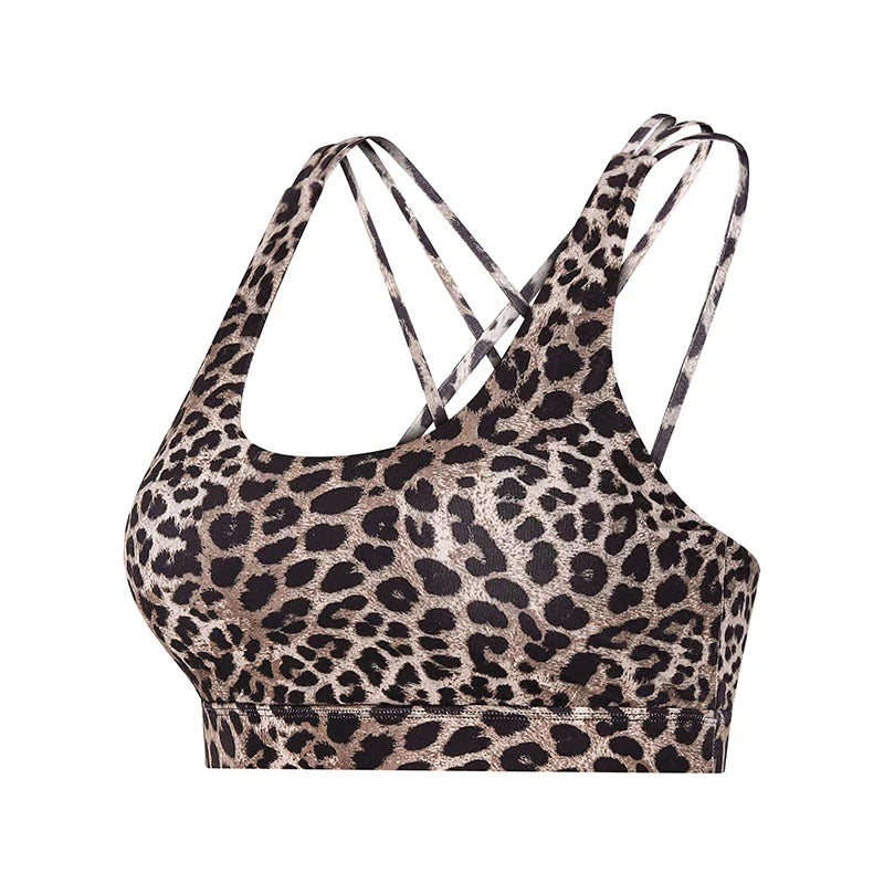 Lana Leopard Print Crop Top - Deep Blue