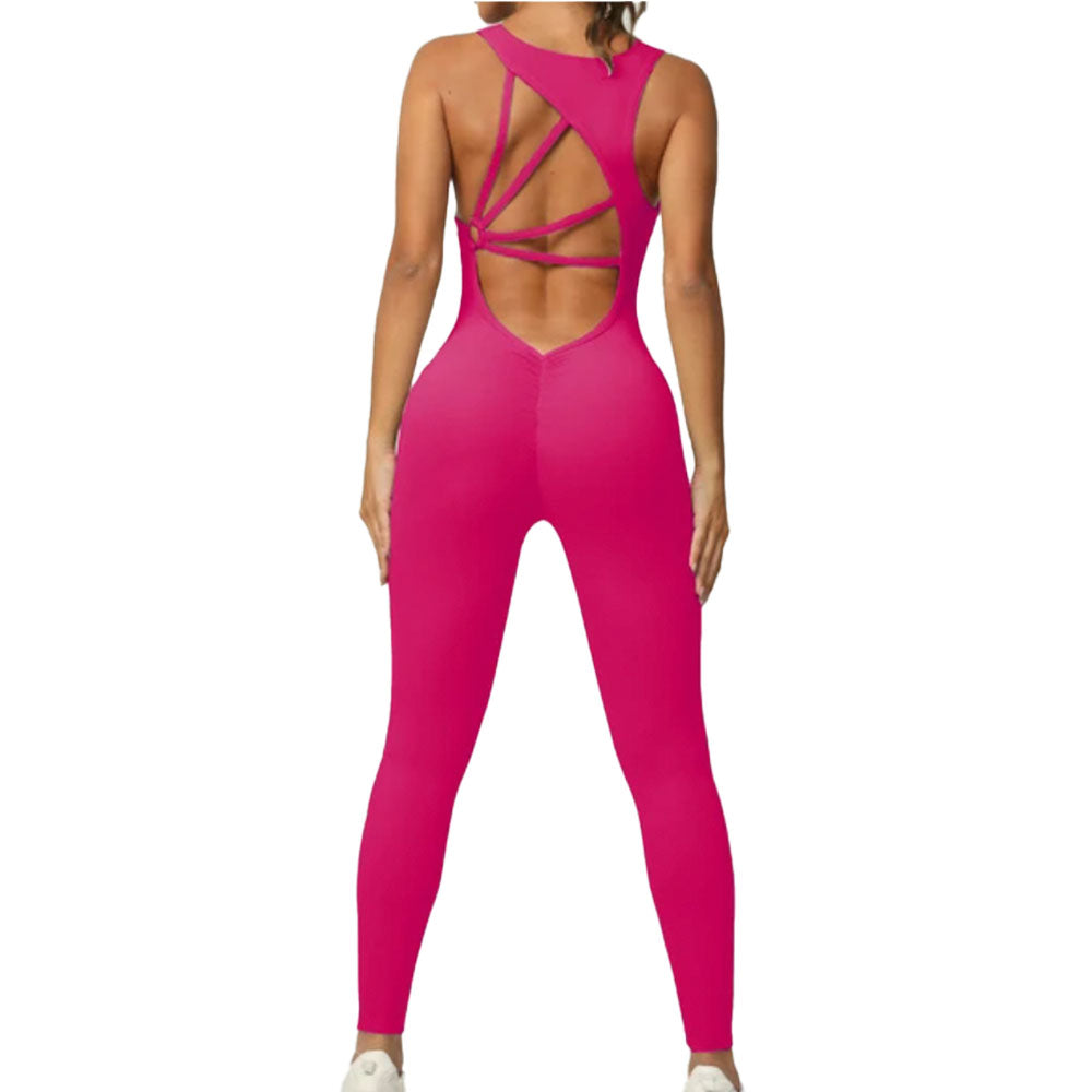 Tiffany Active wear Bodysuit Romper Leggings Hot Pink