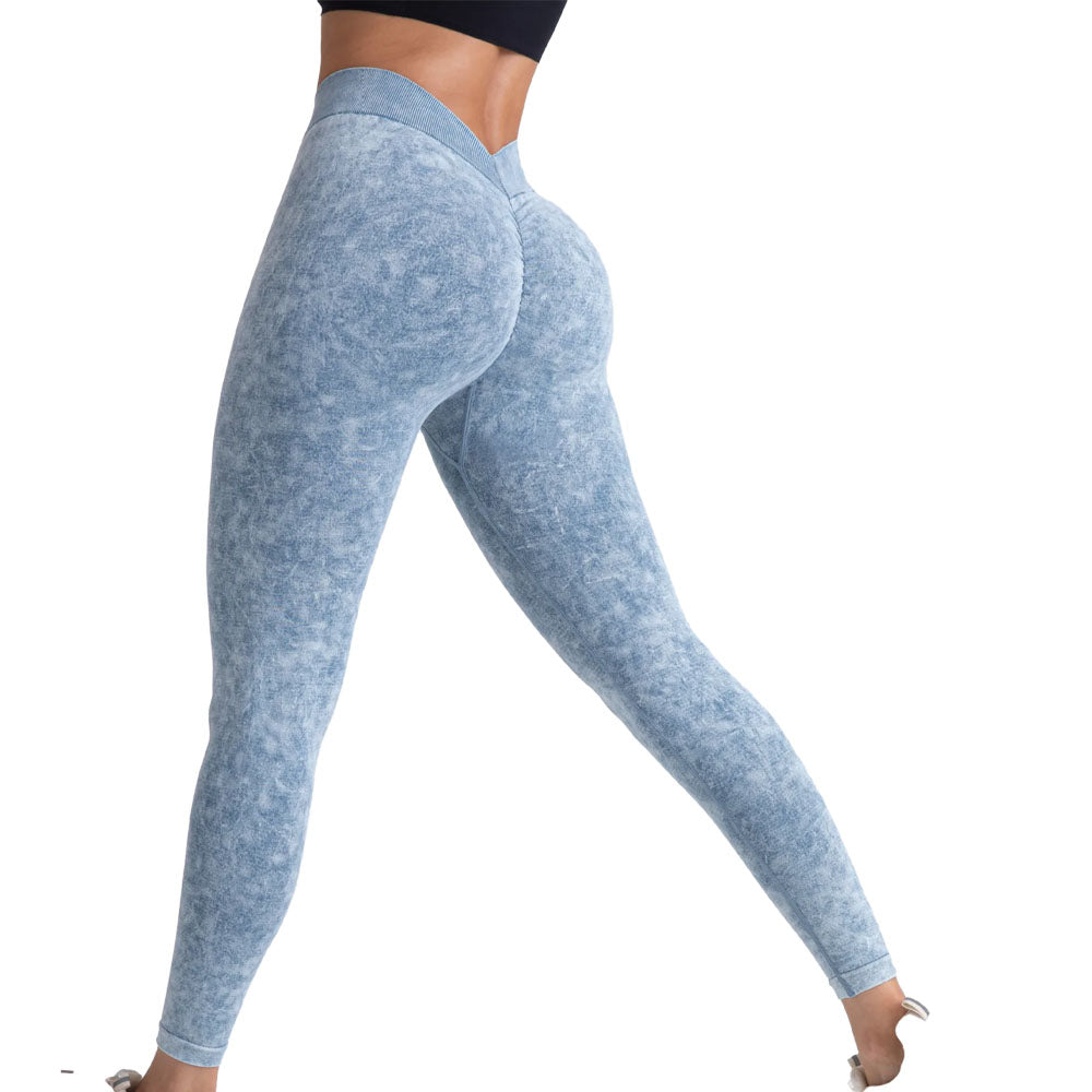 Baller Babe Stonewash V back Leggings Blue