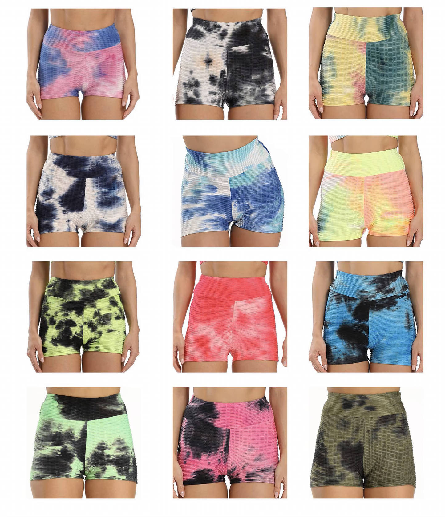 High Waist Tie-Dye Yoga Scrunch Shorts
