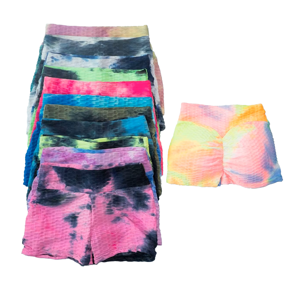 High Waist Tie-Dye Yoga Scrunch Shorts