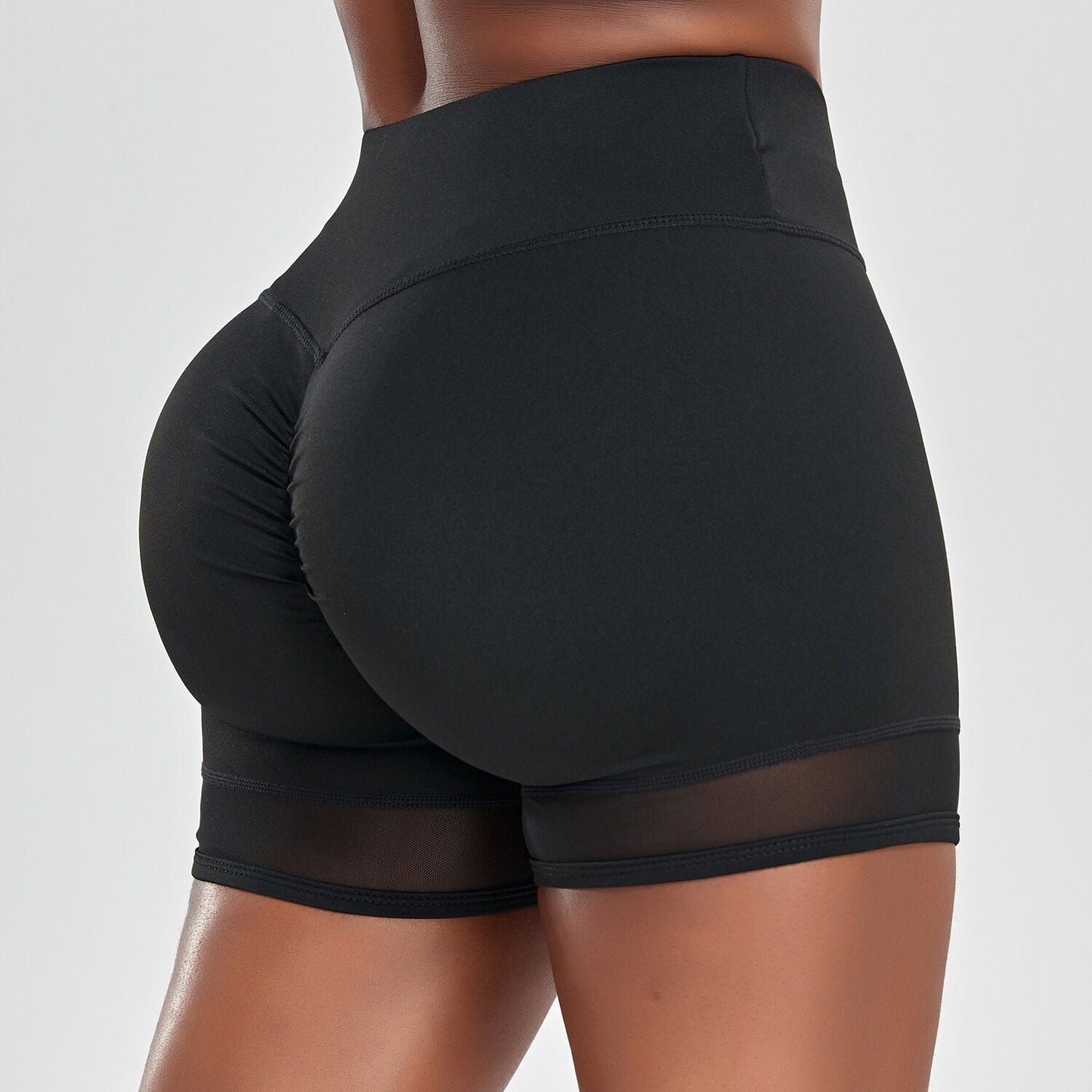 Black mesh workout shorts