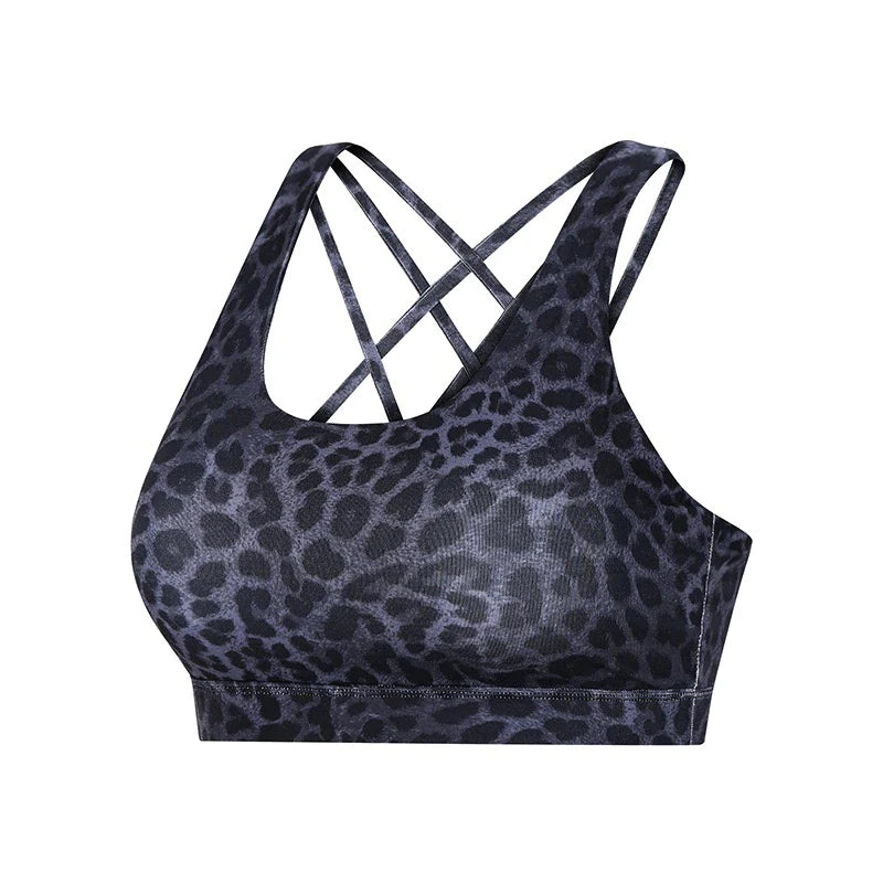 Lana Leopard Print Crop Top - Deep Blue