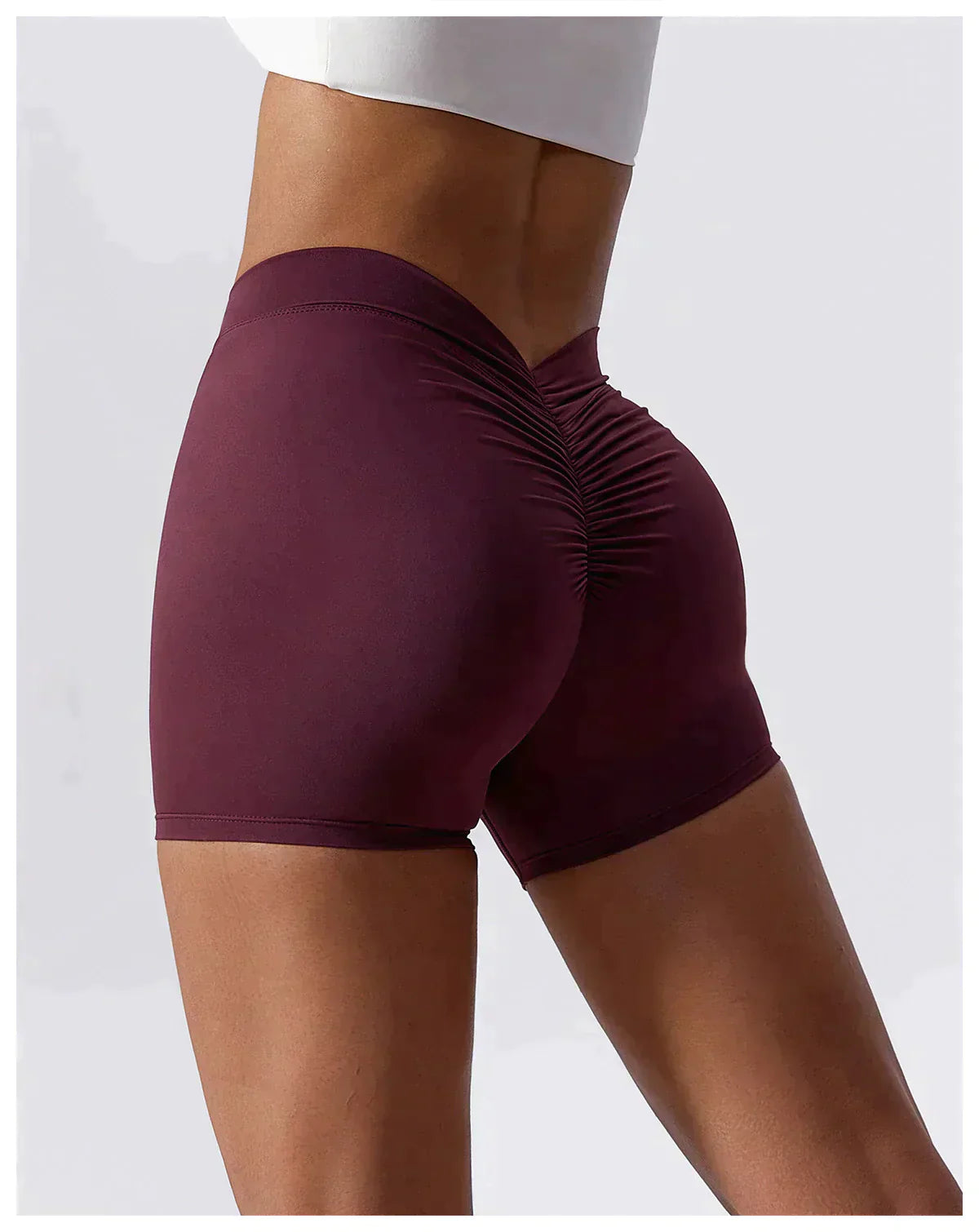 Red Brazilian Scrunch Shorts with V Back
