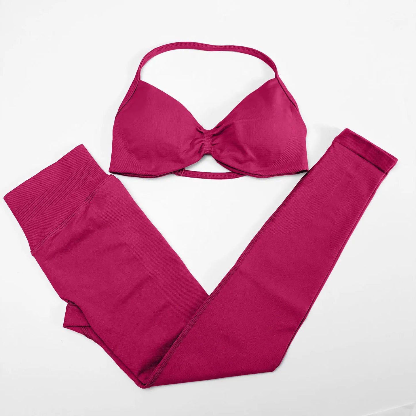 Seamless Scrunch Leggings with Halter Open Back Crop