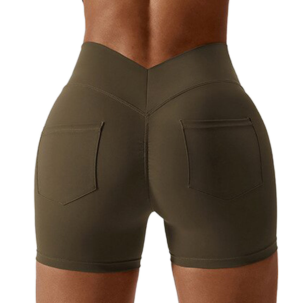 khaki green gym shorts with pockets women activewear australia