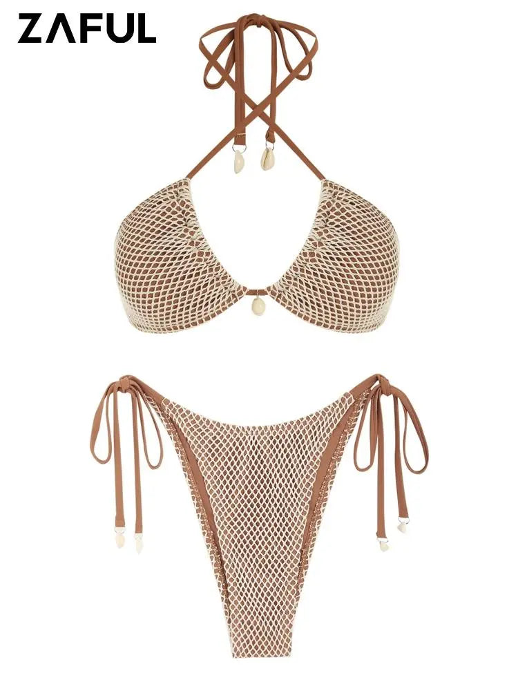 Zaful Meshed Bikini Top and Bottom (Set)