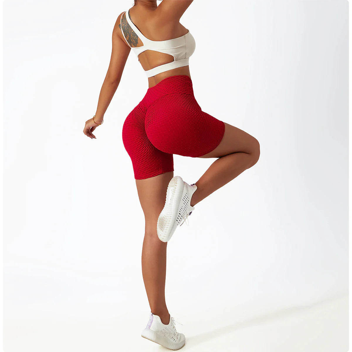 red scrunch bum shorts booty shorts compression womens activewear australia