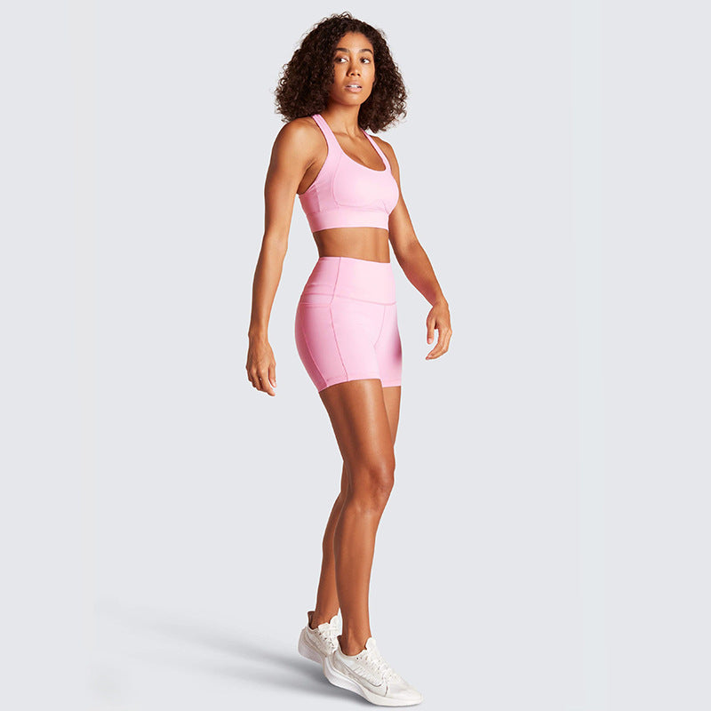 Leopard Print Activewear Shorts Set with Pocket