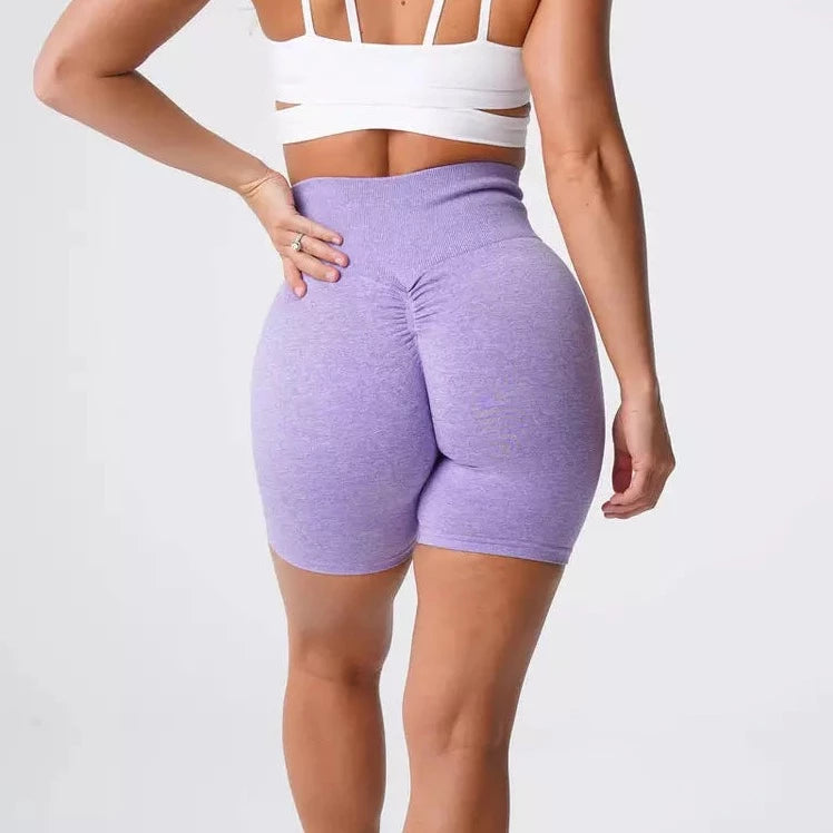 womens seamless scrunch shorts purple