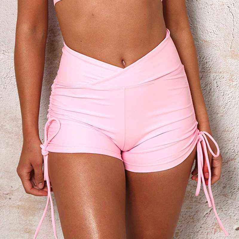 Scrunch Shorts with tie up sides Baby Pink