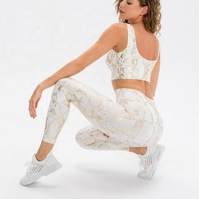 Snake Metallic Leggings in White Gold - Main Image
