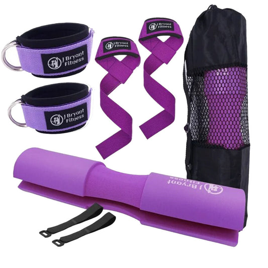 3 in 1 Barbell Pad Set with Carry Bag Wrist Wraps Ankle Straps