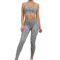 Animal Print High Waist Leggings with Sports Bra Set Grey