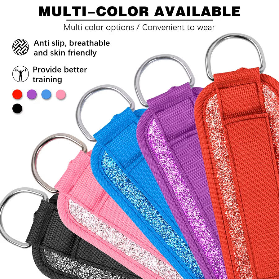 Glitter Fitness Ankle Straps Adjustable with D-Ring Foot Support Cuffs Gym (Pair)