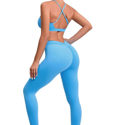Arianna Scrunch Leggings and Crop Top Breezy Blue
