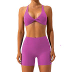 Baller Babe criss cross bra and shorts set Purple