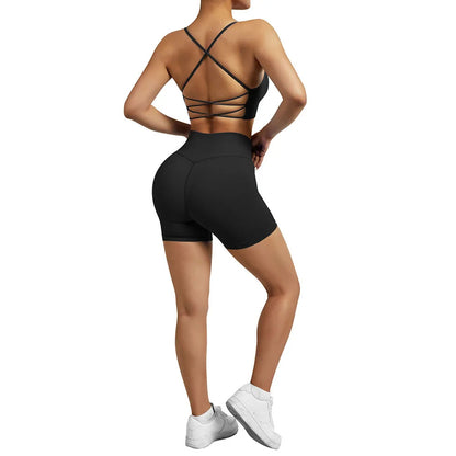 Doras Black Shorts and Crop top Set