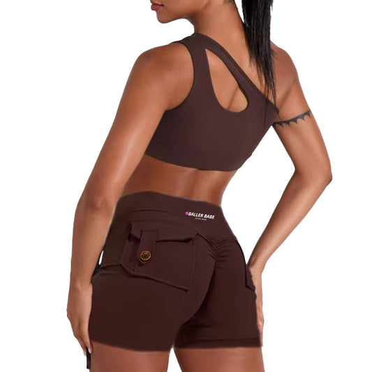Miami Cargo Shorts with Off Shoulder Crop Top Set