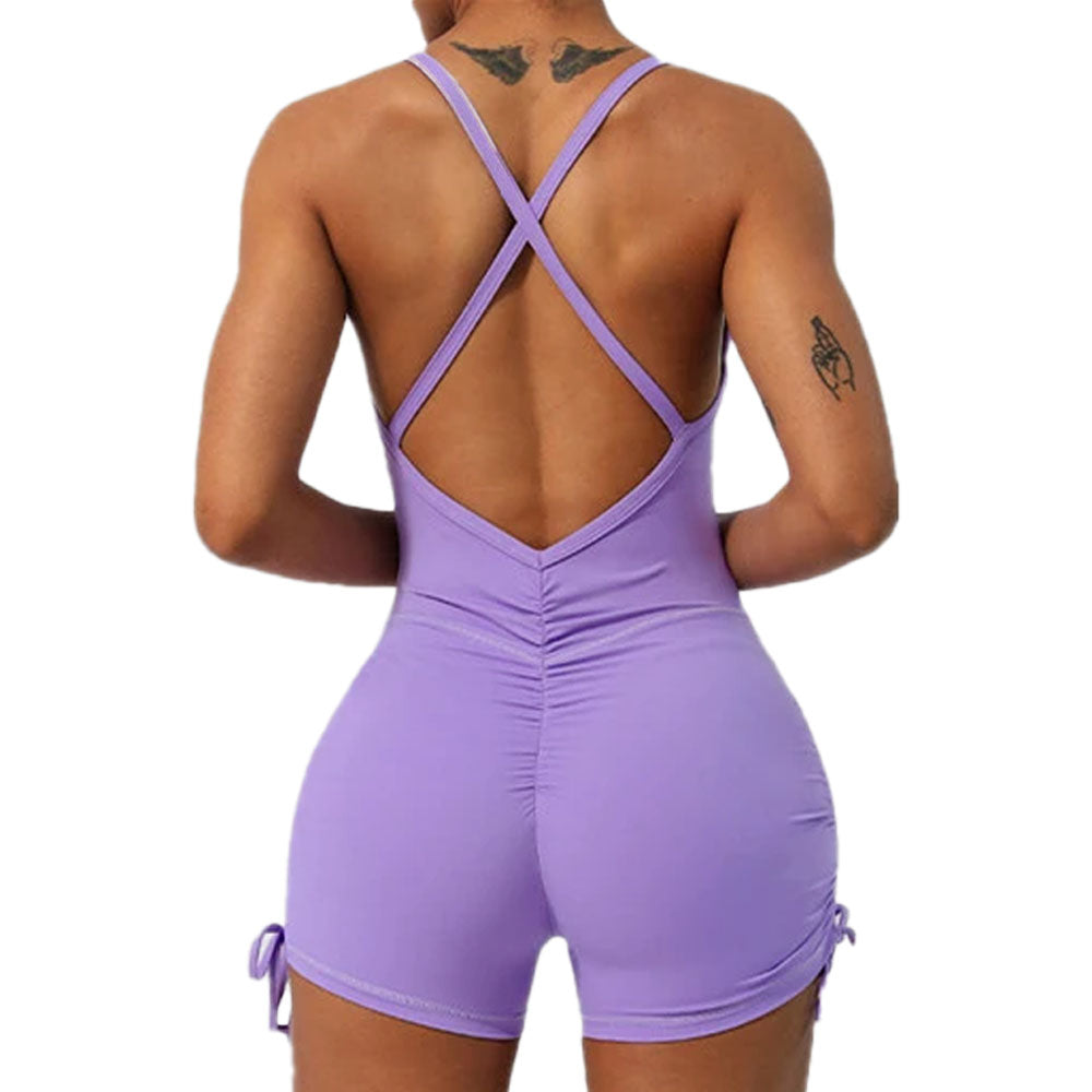 Baller Babe Tie up yoga bodysuit Shorts Buttercup Yellow