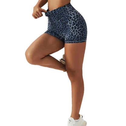 Leopard Twist Scrunch bum Shorts - Blue
