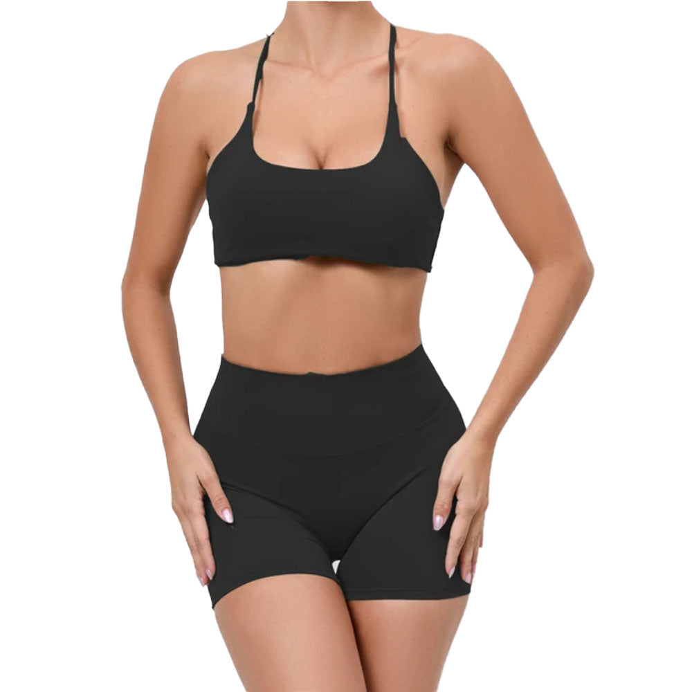 Baller Babe Crop Top with Scrunch Shorts Black