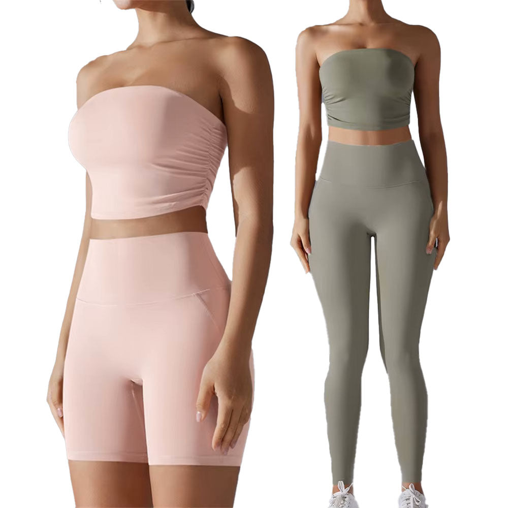 Alexi Yoga Bandeau Top with Shorts Or Leggings