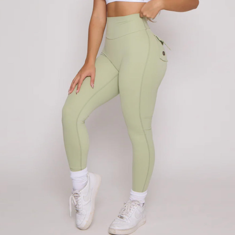 Cargo Leggings with Pockets in RED workout tights