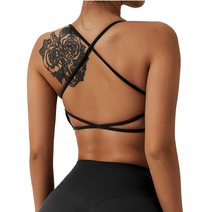 Criss Cross Baller Babe Yoga Bra Top Black