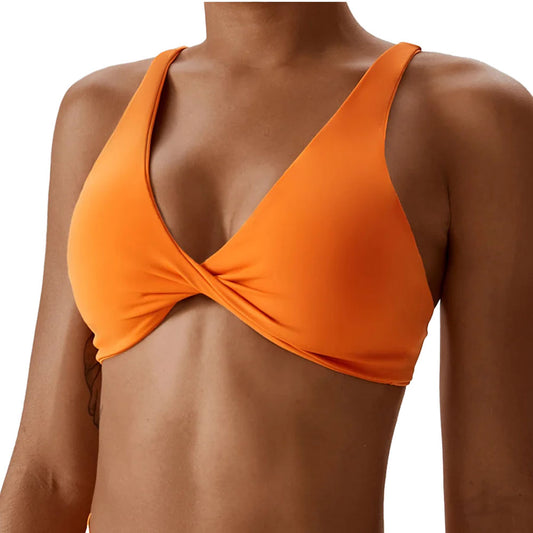 Elite Twist Crop Top Bra in Orange