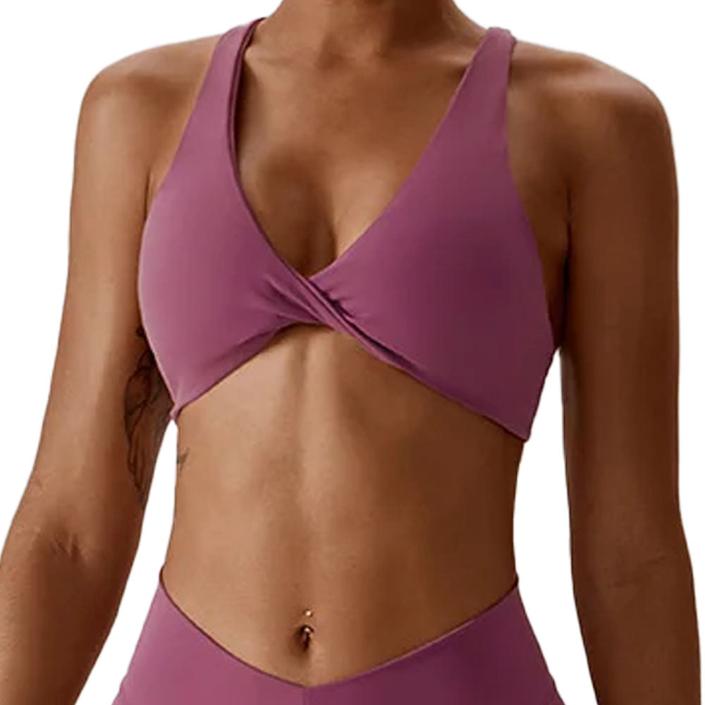 Elite Twist Crop Top Bra in Purple