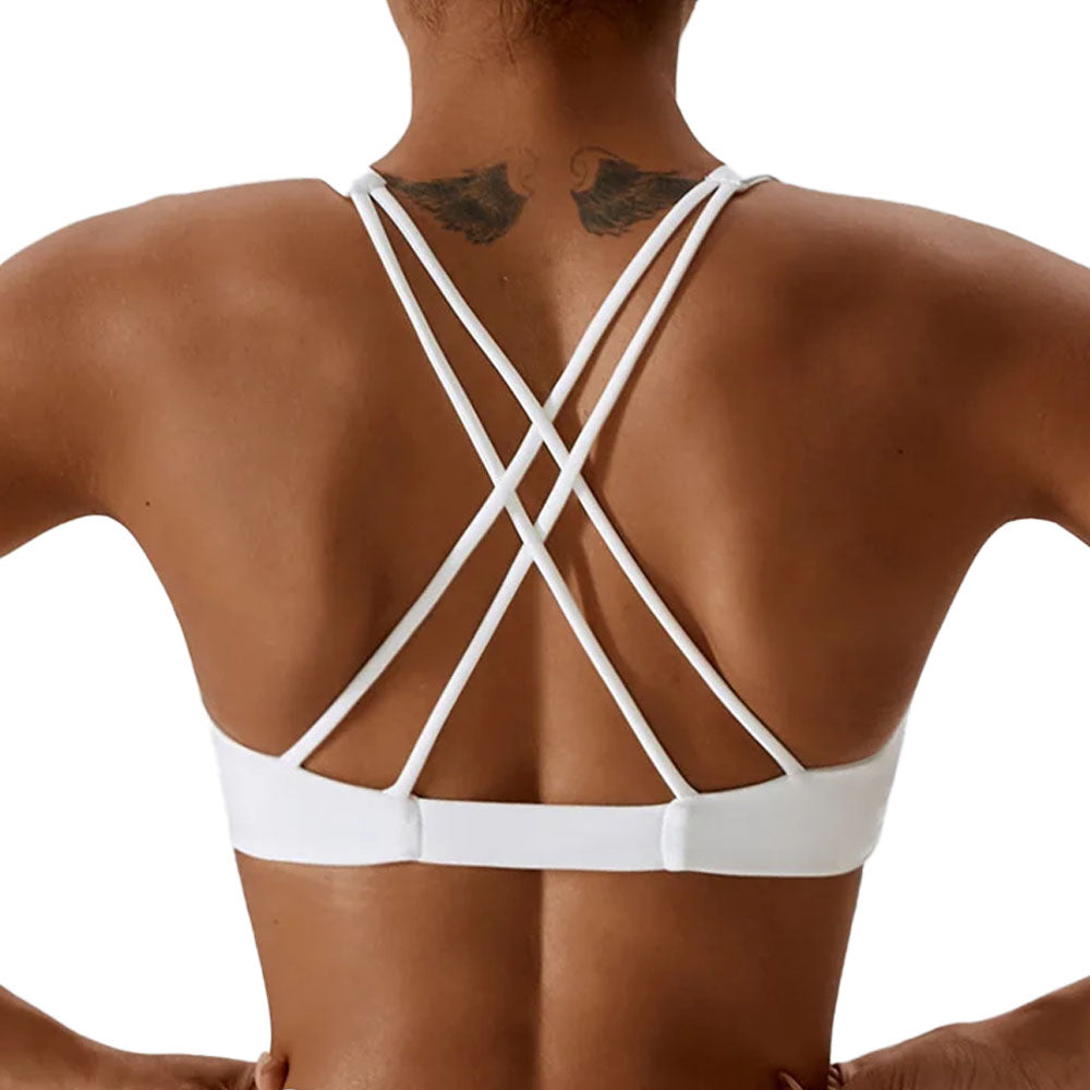 Elite Twist Crop Top Bra in White
