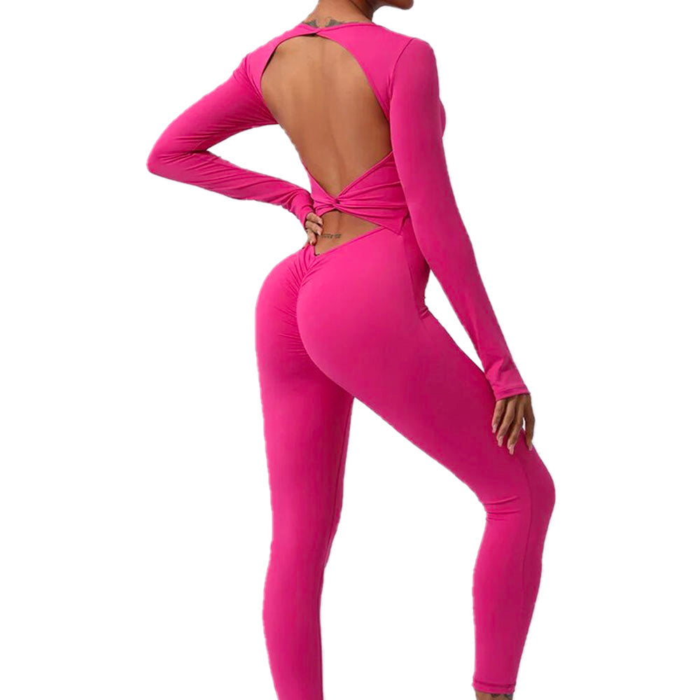 FULL LENGTH BODYSUIT YOGA BACKLESS JUMPSUIT AUSTRALIA IN pink