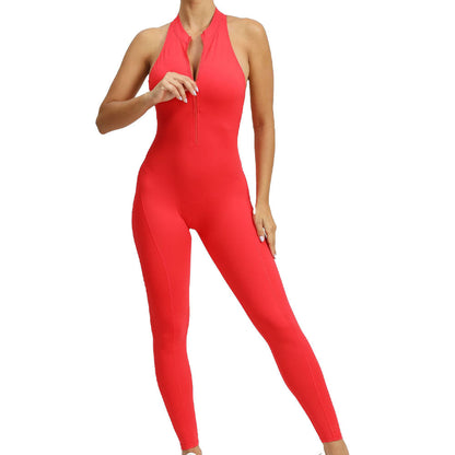 Full Length gym Bodysuit with Zip Blue
