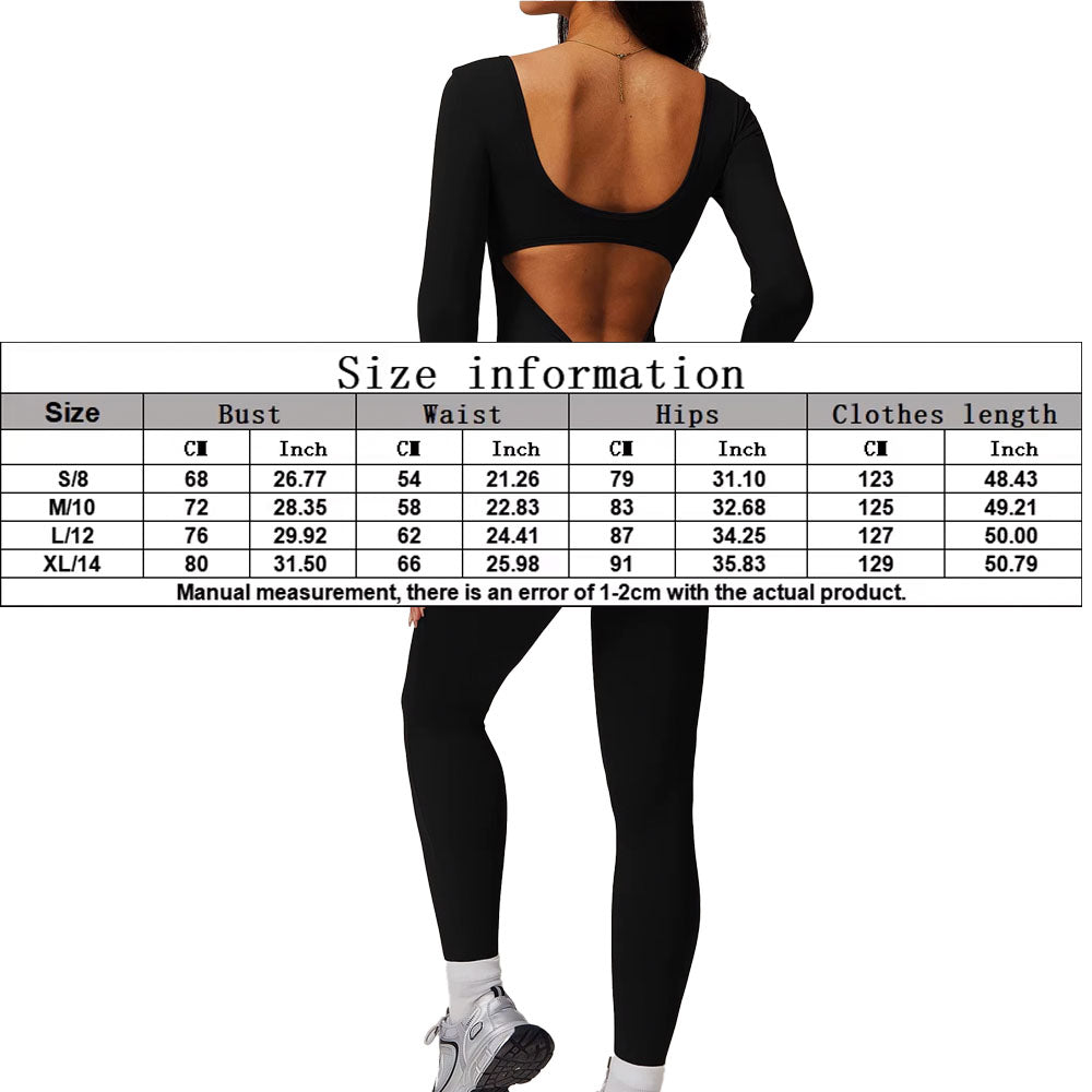 Long Sleeve Yoga Jumpsuit with Pockets Jet Black