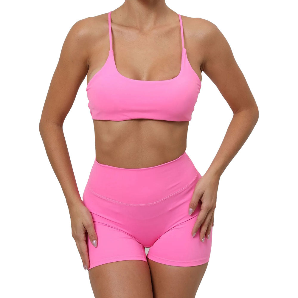 Baller Babe Crop Top with Scrunch Shorts in Nude