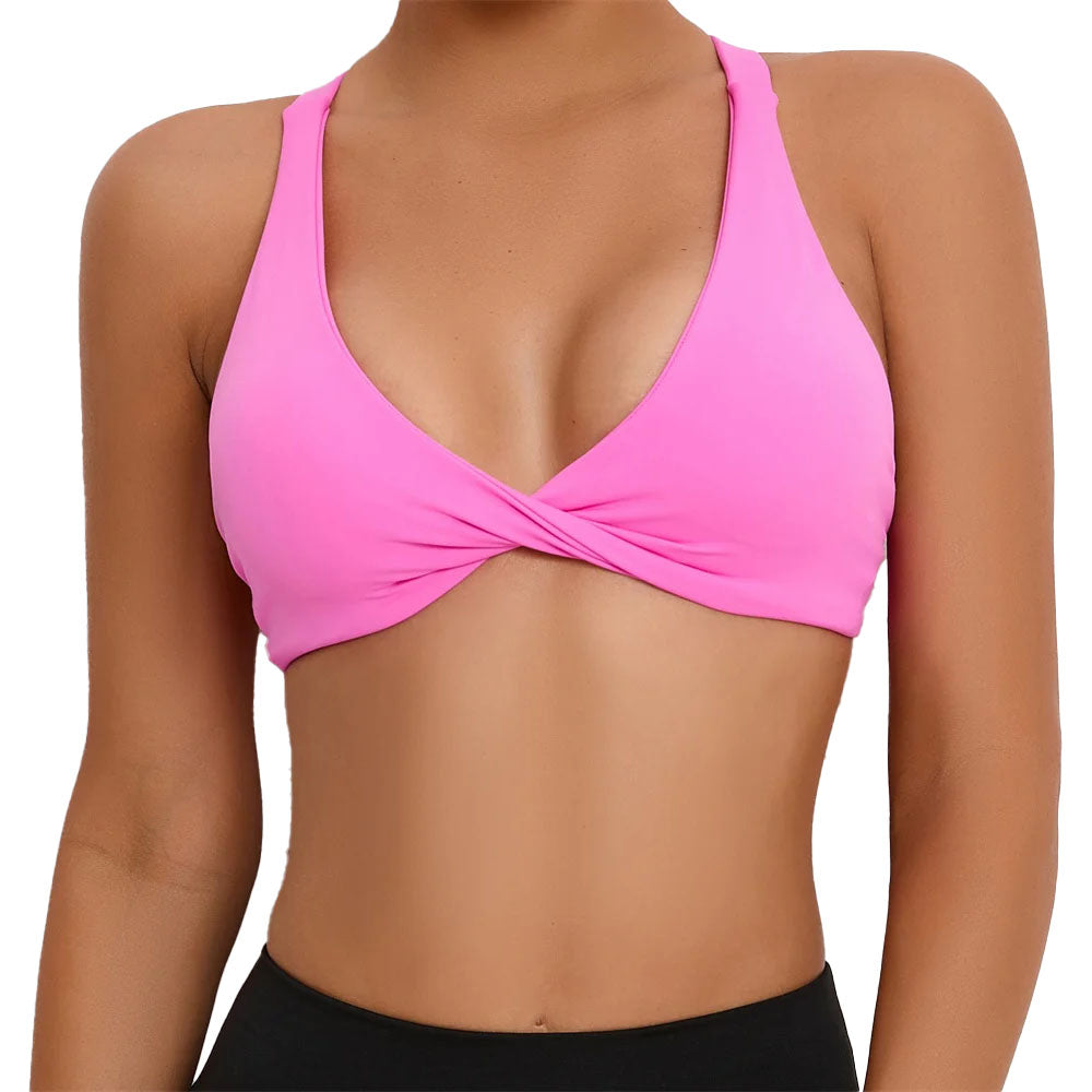 Elite V2 Twist Workout Crop Top Bra pink