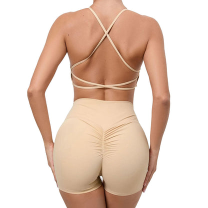 Baller Babe Crop Top with Scrunch Shorts in Nude