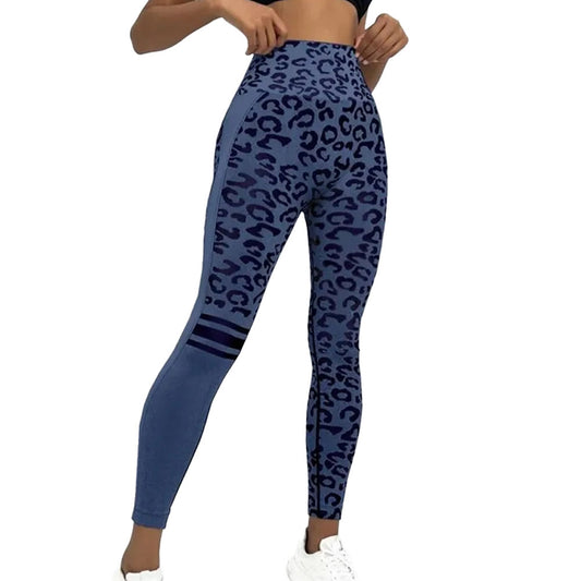 Leopard animal print seamless Leggings Blue