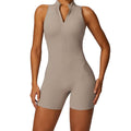 Baller Babe gym Bodysuit with Zip Beige
