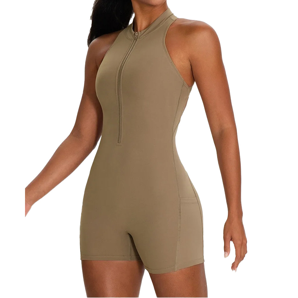 Baller Babe gym Bodysuit with Zip and Pockets